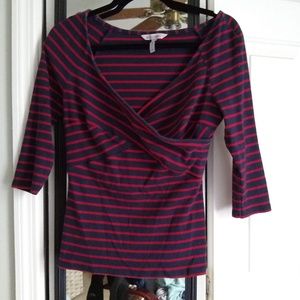 Bravissimo wrap-front ribbed stripe top